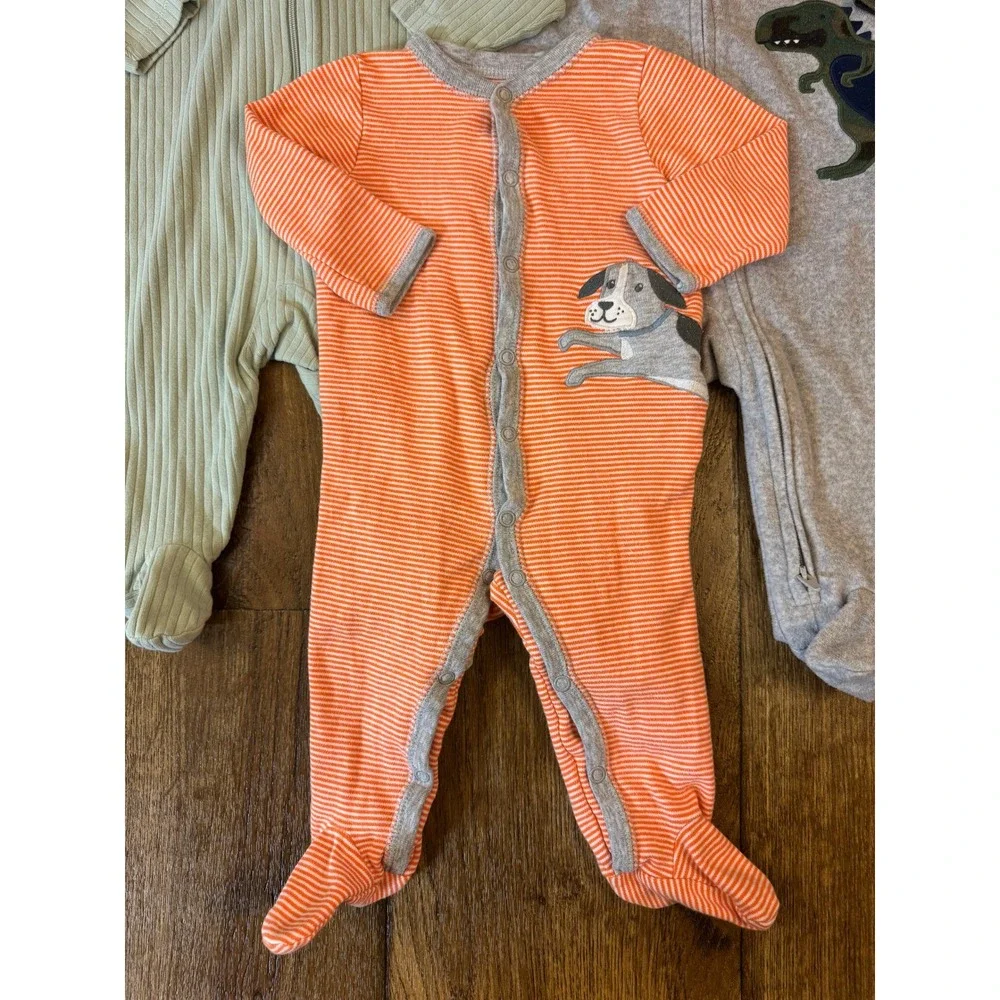 Carter's Sleep &‎ Play Pajamas Footies Baby Boy 6 Months Lot Bundle 3 Pack Dog